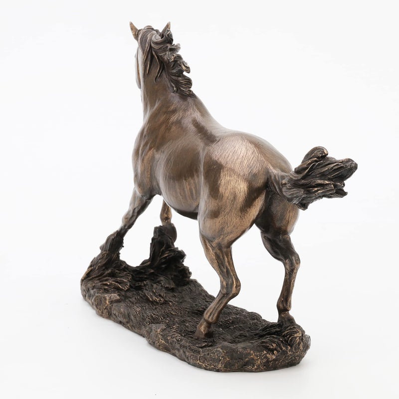 US 13.63 Inch Horse Cantering on The Grassland Cold Cast Bronze Figurine - Image 4